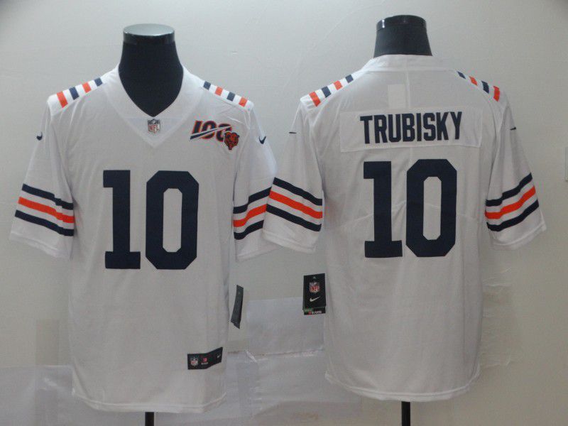 Men Chicago Bears #10 Trubisky Nike White 2019 100th Season Alternate Classic Retired Player Limited NFL Jerseys